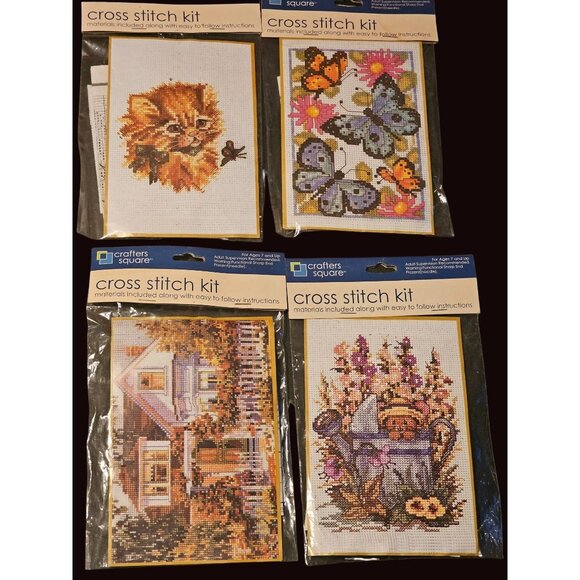 Counted Cross Stitch Kits  Lot of 4 Crafters Square New in Package Unopened - Picture 1 of 10